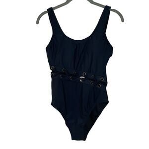 Salt + Cove Laced Grommet One-Piece Swimsuit black Small